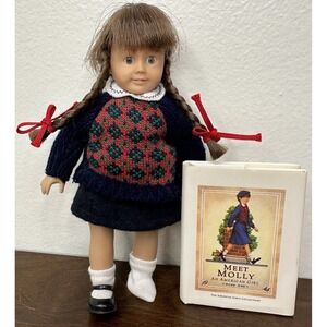 Molly Mini Doll Pleasant Company American Girl 6 in Glass Eyes Retired Book